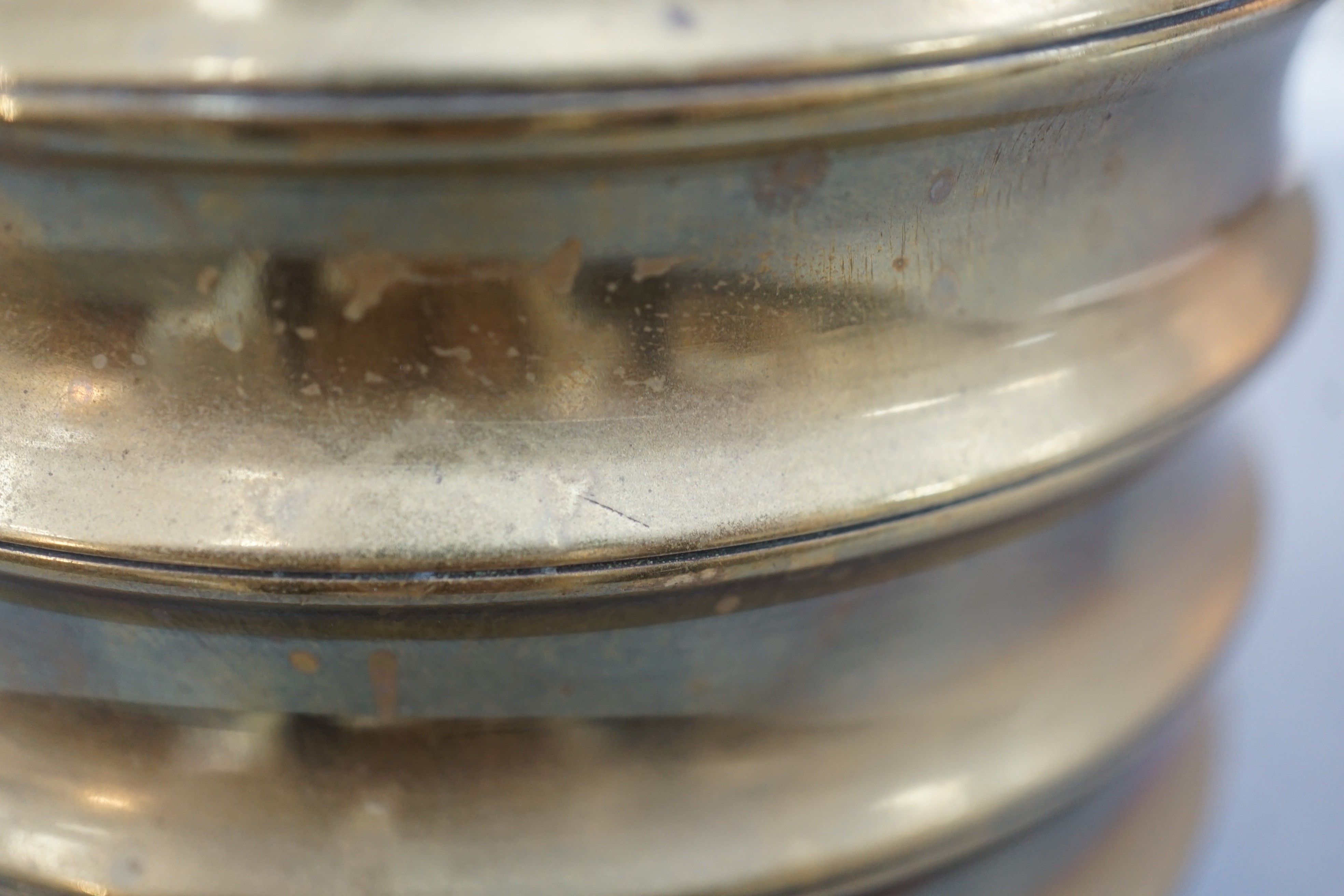A Chinese bronze censer, two character Xuande seal mark, 18th century, 10.4cm high, 12.1cm diameter, small dents